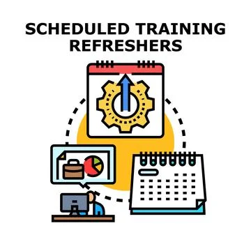 Scheduled training refreshers professional development process Illustrazione stock