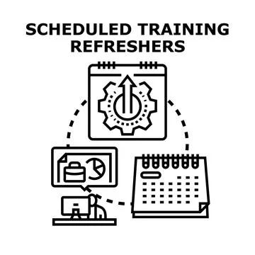 Scheduled training refreshers professional development process Stock Illustration