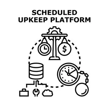 Scheduled upkeep platform managing system resources and time management Stock Illustration