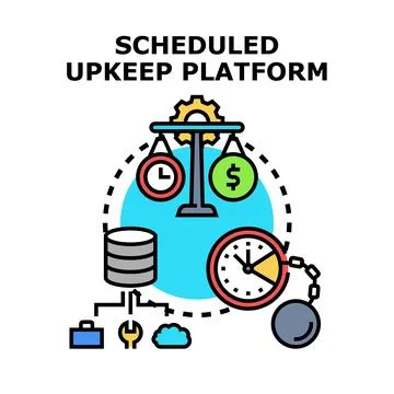 Scheduled upkeep platform managing system resources and time management Stock Illustration