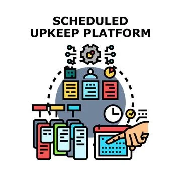 Scheduled upkeep platform managing tasks and planning maintenance Stock Illustration