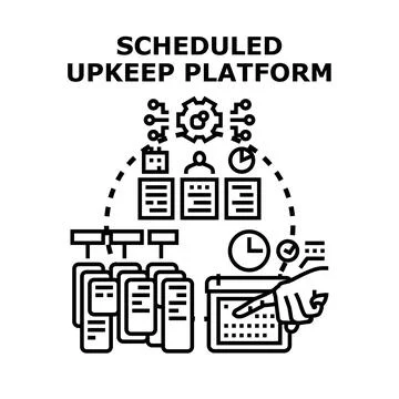 Scheduled upkeep platform managing tasks and planning maintenance Stock Illustration