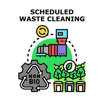 Scheduled waste cleaning process and eco friendly waste sorting Stock Illustration