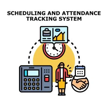 Scheduling and attendance tracking system concept illustration Stock Illustration
