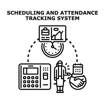 Scheduling and attendance tracking system concept illustration Stock Illustration
