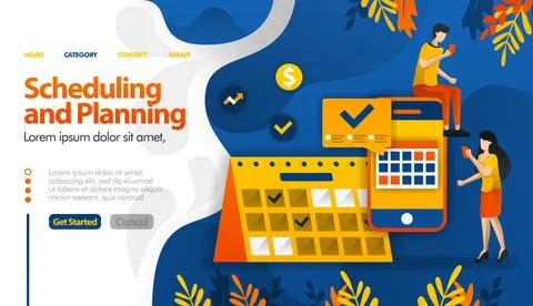 Scheduling and Planning apps, planning trips, determining meetings and activi Stock Illustration