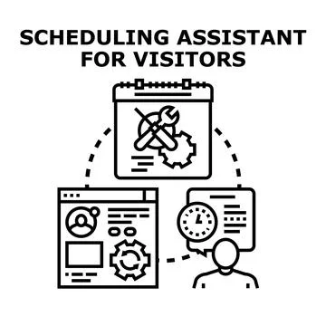 Scheduling assistant program for visitor management system Stock Illustration