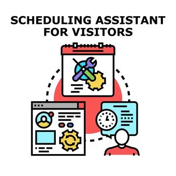 Scheduling assistant program for visitor management system Stock Illustration