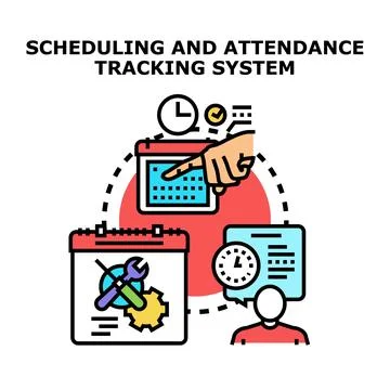 Scheduling attendance tracking system workforce management concept Stock Illustration