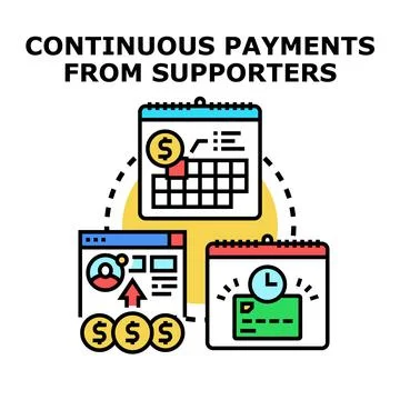 Scheduling continuous payments from supporters for recurring revenue Stock Illustration