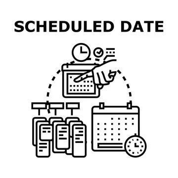 Scheduling date for business task management and planning Stock Illustration