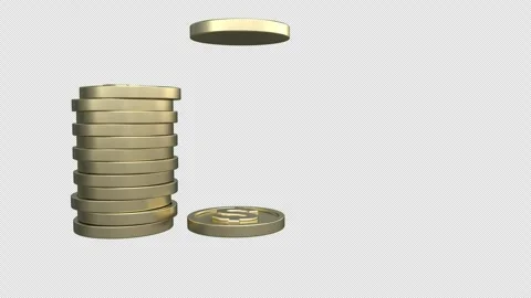 Scheduling financial transactions, symbolized by stacked coins and a calend.. Stock Footage 304528972