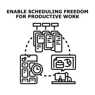 Scheduling freedom for productive work planning and time management Stock Illustration
