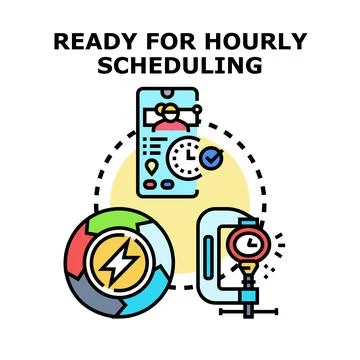 Scheduling hourly tasks and managing workflow application Illustrazione stock