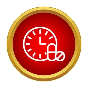 Scheduling medication with clock and pill icon Stock Illustration