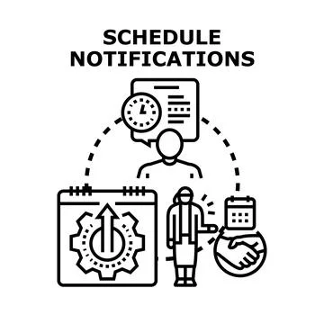 Scheduling notifications, task management, and business agreements Stock Illustration