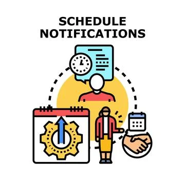 Scheduling notifications, task management, and business agreements Stock Illustration