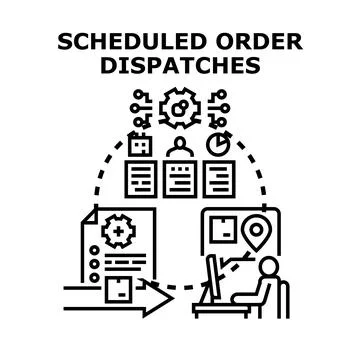 Scheduling order dispatches process for efficient logistics Stock Illustration