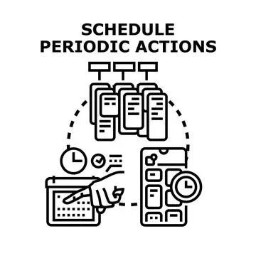 Scheduling periodic actions managing tasks timeline Illustrazione stock