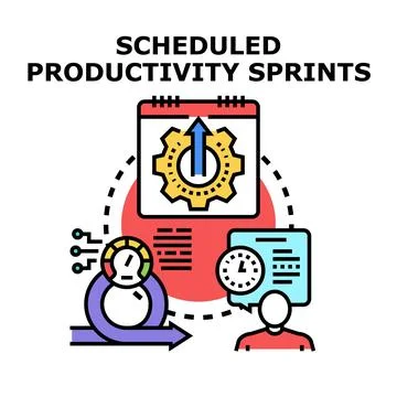 Scheduling productivity sprints for agile workflow development Stock Illustration