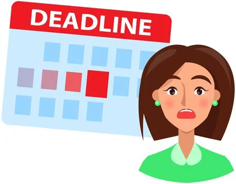 Scheduling time and timetable to deal with deadlines. Shocked face expression of Ilustración de archivo