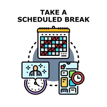 Scheduling a timed break for healthy work life balance Stock Illustration