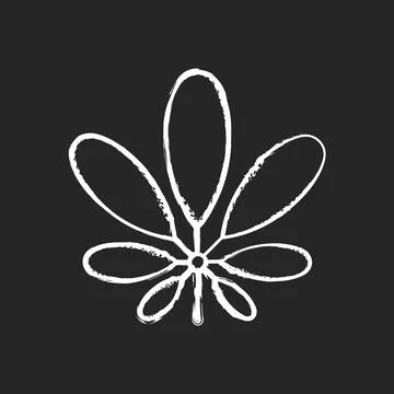 Schefflera chalk white icon on black background Stock Illustration