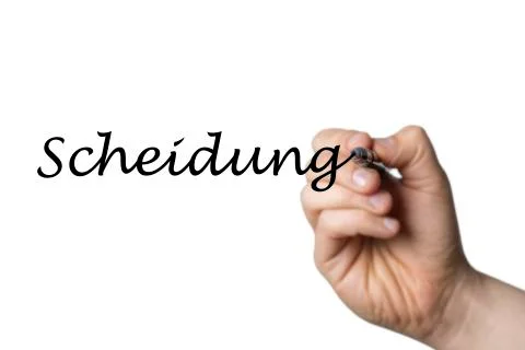 Scheidung written by a hand Stock Photos
