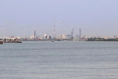 The Scheldt with distant view of the Baldwin locks Stock-Fotos