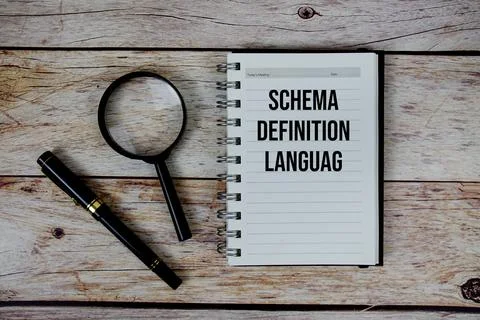 Schema Definition Languag (SDL) text on notepad, Business and Financial con.. Foto stock