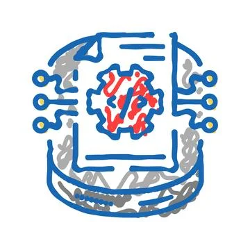 Schema development database icon doodle illustration Stockillustratie