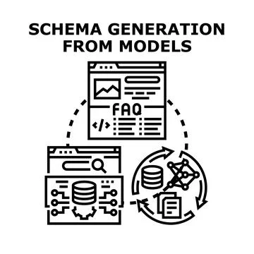 Schema generation from models concept illustration Stock Illustration