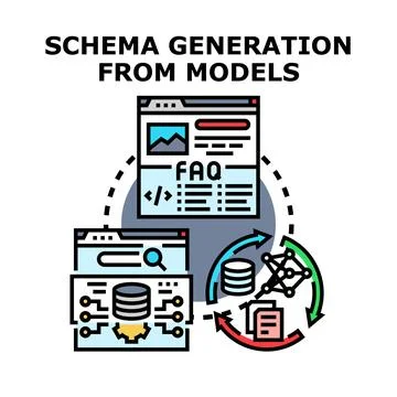Schema generation from models concept illustration 库存插图