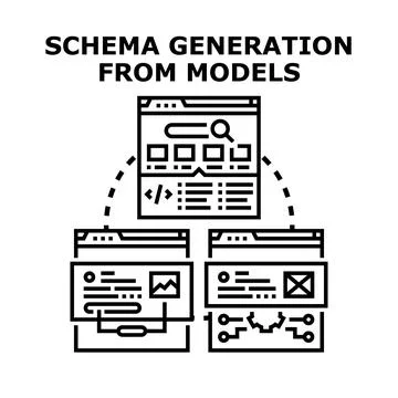 Schema generation from models creating structured data Stock Illustration