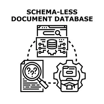 Schema less document database architecture and data management Stock Illustration