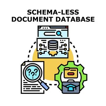 Schema less document database architecture and data management Stock Illustration