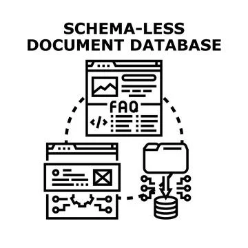 Schema less document database concept for flexible data management 스톡 일러스트