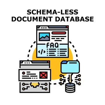 Schema less document database concept for flexible data management Stock Illustration