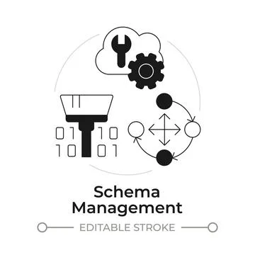 Schema management modern flat line concept icon Stock Illustration
