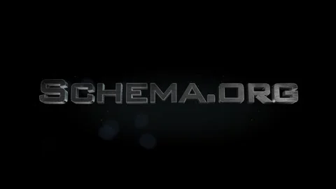 Schema.org title 3D metal text on black alpha channel background Stock Footage 301266067
