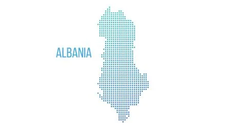 Schematic Albania map. Vector halftone territorial scheme. Gradient cartograp Stock Illustration