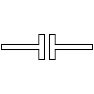 Schematic designation capacitor, capacitor for storing charge electric field Stock Illustration