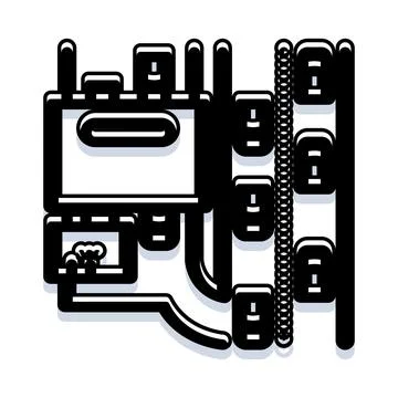 Schematic diagram illustrating a complex industrial system network Stock Illustration