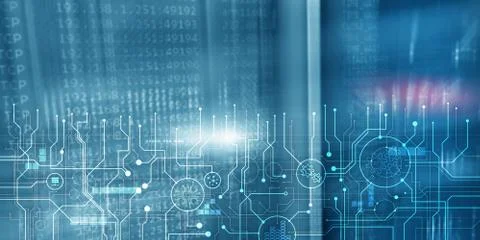 Schematic electronic draft server room information communication technology Stock-Illustration
