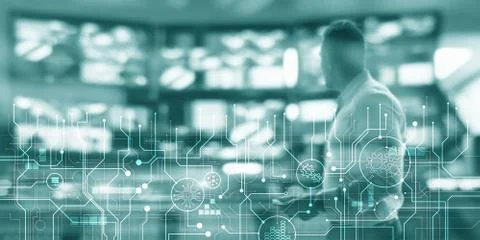 Schematic electronic draft server room information communication technology Foto stock