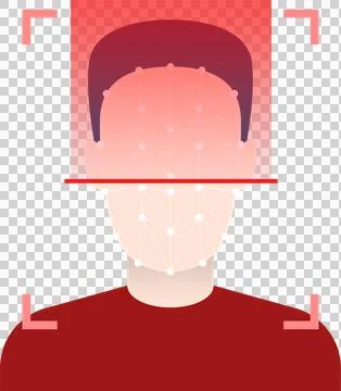 Schematic face scan highlighting digital identity verification and modern b.. Stock Illustration