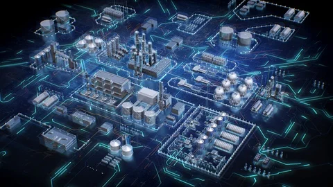 Schematic flow diagram of a refinery Stock Footage 127300785