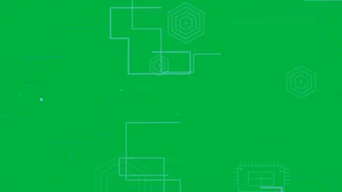 Schematic forming on hex pop, pulsing hex cluster, moving nodes for debug on Stock-Footage 333907780