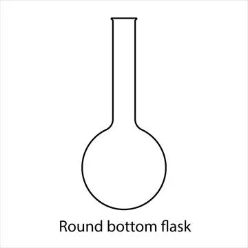 Schematic illustration of a round bottom flask on a white background. Vector Stock Illustration