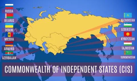 Schematic map of the Commonwealth of Independent States (CIS). Stock Illustration